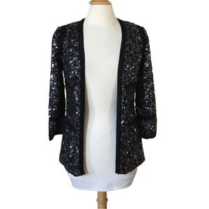 Rachel Zoe Black Sequin Chain Link Jacket Open Front Blazer Pretty Little Liars